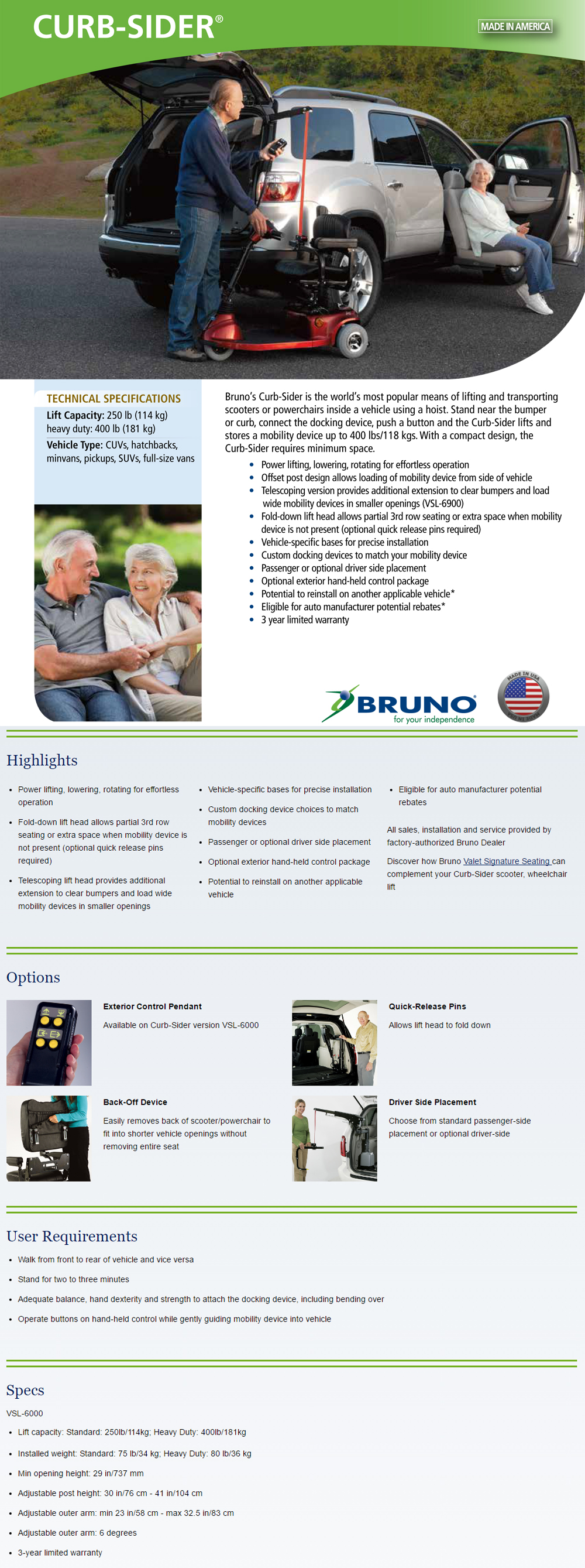 Bruno VSL-6000-Curbsider-electric-lift
