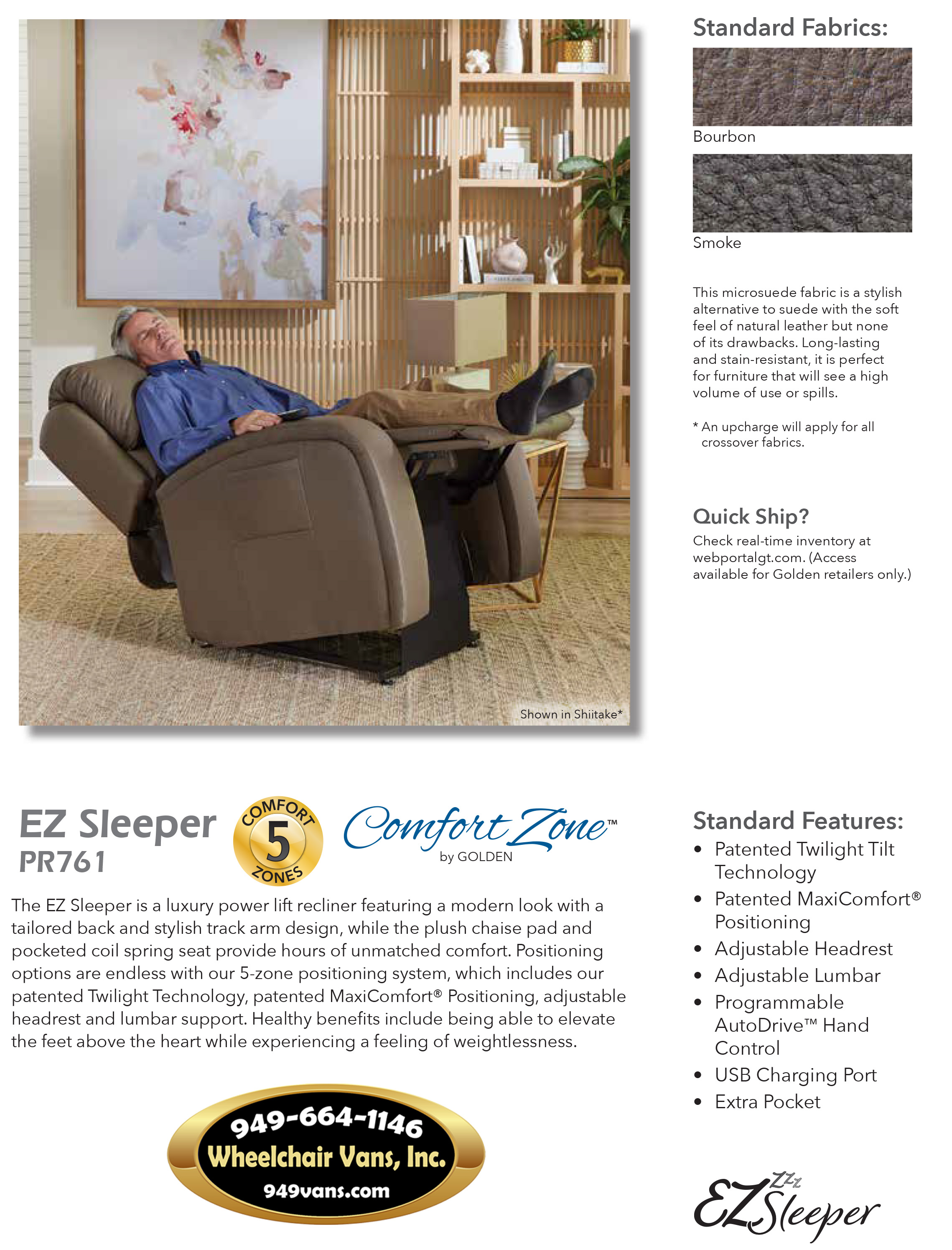 EZ Sleeper with Twilight Power Lift Chair Recliner