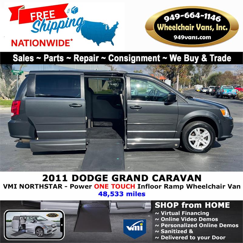 For Sale Used 2011 Dodge Grand Caravan - VMI Northstar Power ONE TOUCH  Infloor Ramp Side Loading Wheelchair Van Orange County California