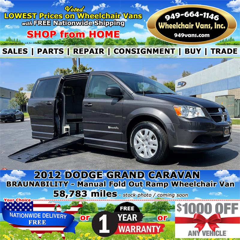 For Sale Used 2012 Dodge Grand Caravan BraunAbility Manual Fold Out