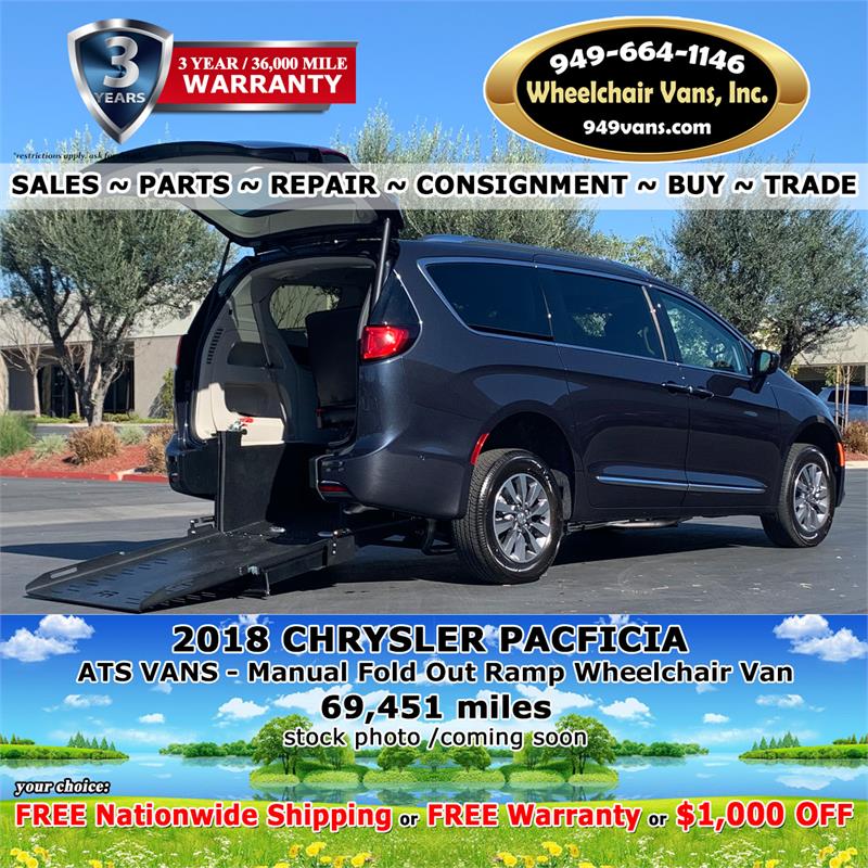 For Sale Used 2018 Chrysler Pacifica ATS Vans Manual Fold Out Ramp