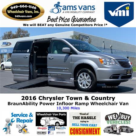 For Sale Used 2016 Chrysler Town and Country BraunAbility Power Fold Out  Ramp Side Loading Wheelchair Van Orange County County California